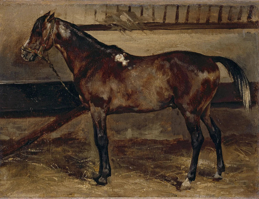 厩舎の茶色の馬 - テオドール・ジェリコー