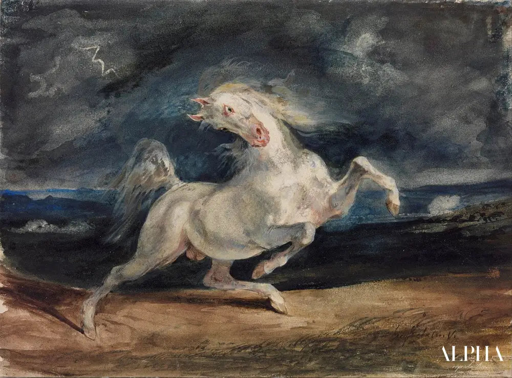 Cheval effrayé par l'orage - Eugène Delacroix - Reproductions de tableaux et peintures haut de gamme