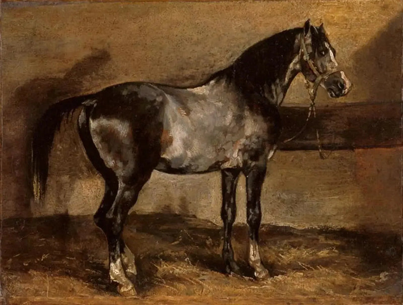 飼葉桶の灰色の馬 - テオドール・ジェリコー