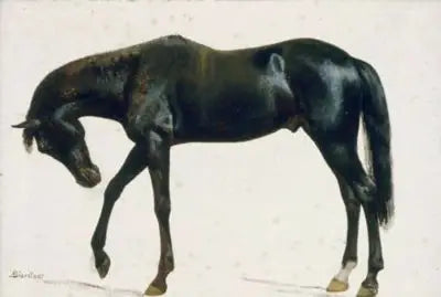 Cheval noir - Albert Bierstadt image 1 reproduction artisanale de tableau