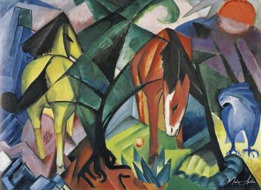 Chevaux et aigle - Franz Marc - Reproductions de tableaux et peintures haut de gamme