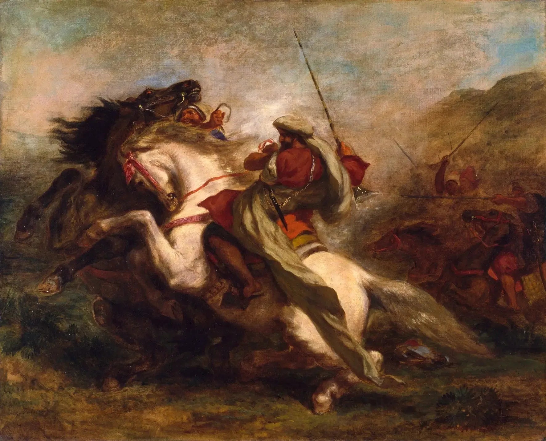 Choc de cavaliers arabes - Eugène Delacroix image 1 reproduction artisanale de tableau