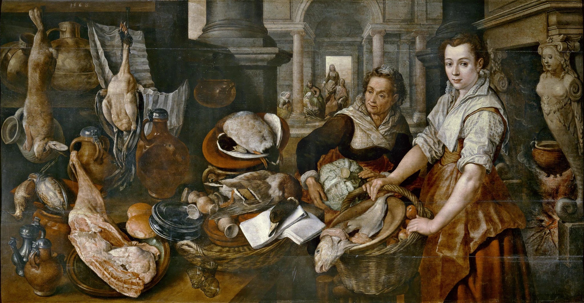 Le Christ à la maison avec Marthe et Marie - Joachim Bueckelaer