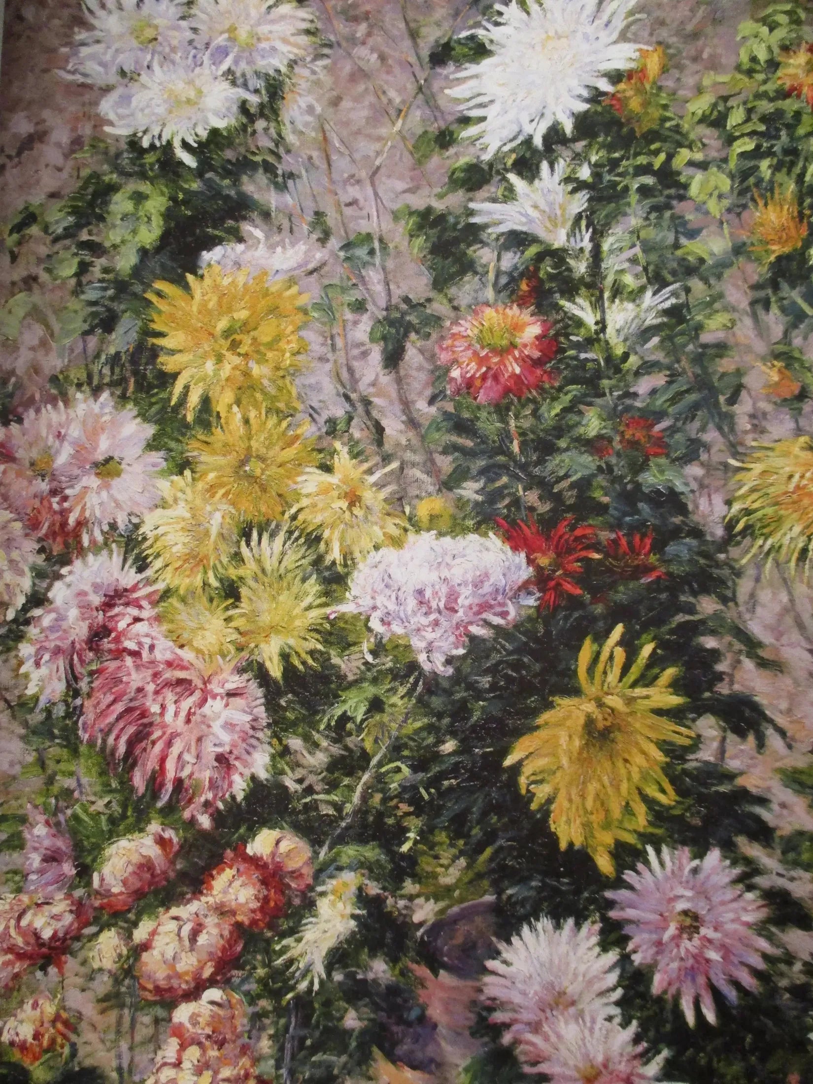 Chrysanthèmes blancs et jaunes. Jardin du Petit Gennevilliers - Gustave Caillebotte image 1 copie peinte à la main à l’huile