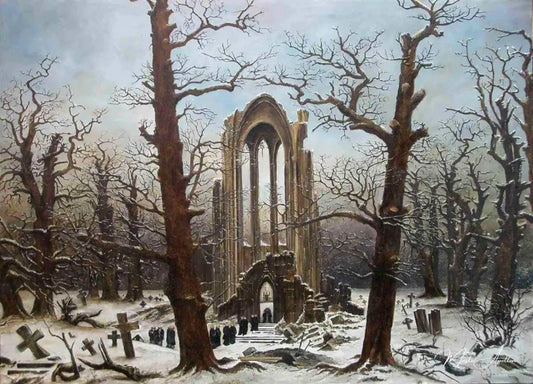 Cimetière de monastère dans la neige - Caspar David Friedrich - Reproductions de tableaux et peintures haut de gamme