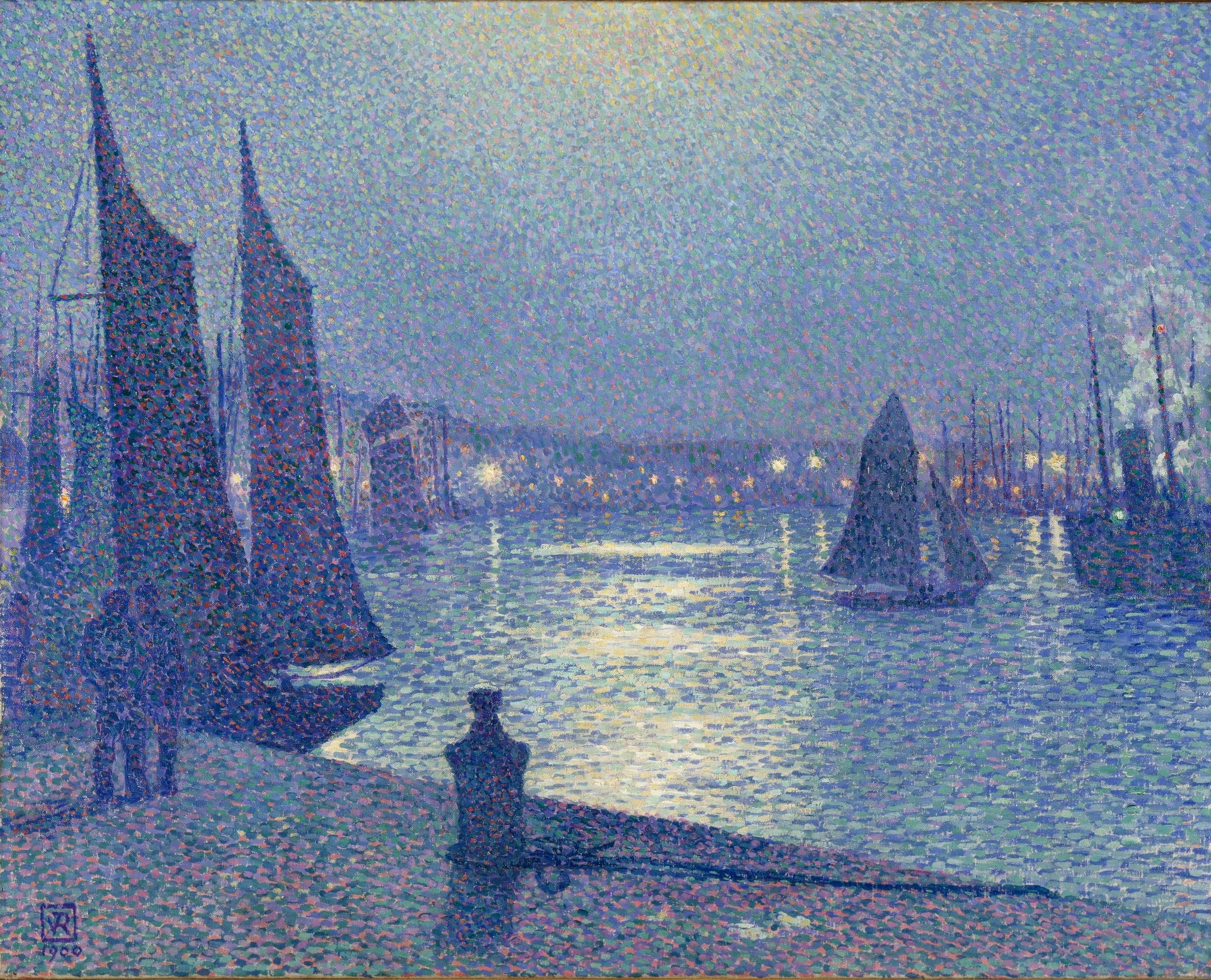 Clair de lune à Boulogne-sur-Mer - Théo van Rysselberghe image 1 reproduction de peinture à l’huile
