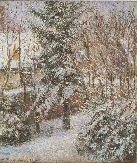 庭の隅、雪、エラーニ - カミーユ・ピサロ