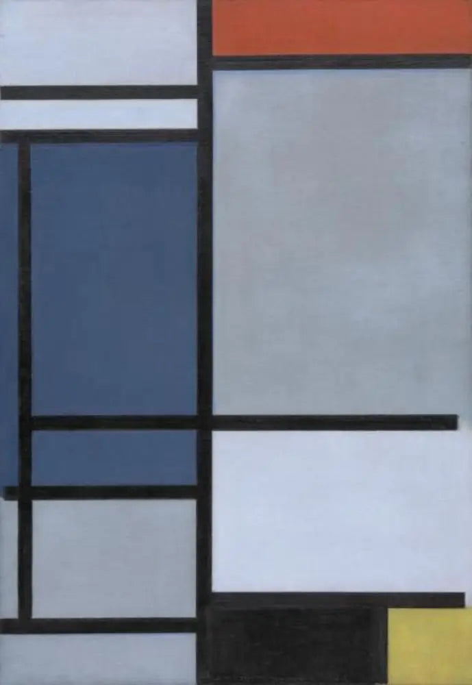 Composition avec du rouge, du bleu, du noir, du jaune et du gris - Piet Mondrian image 1 copie peinte à la main à l’huile