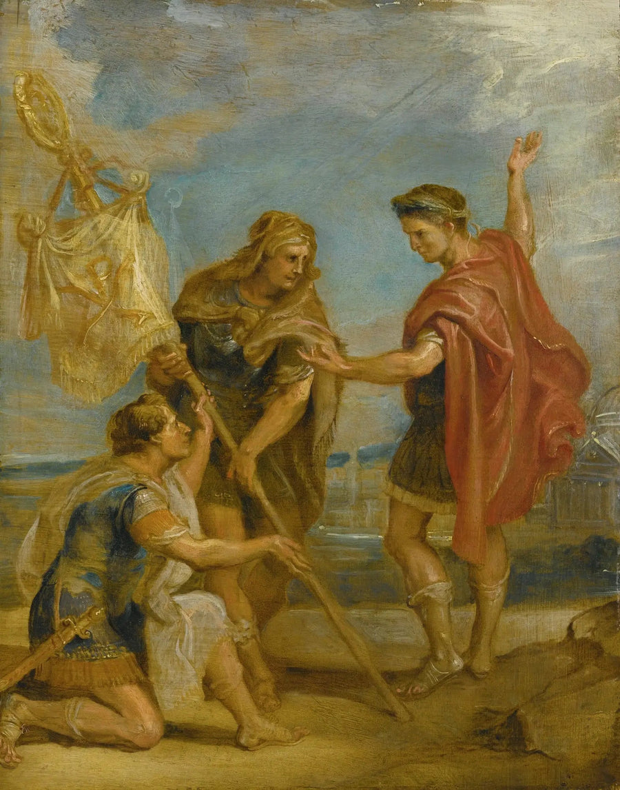 Constantin reçoit l'étendard avec le monogramme du Christ comme signe impérial (Le Labarum) - Peter Paul Rubens