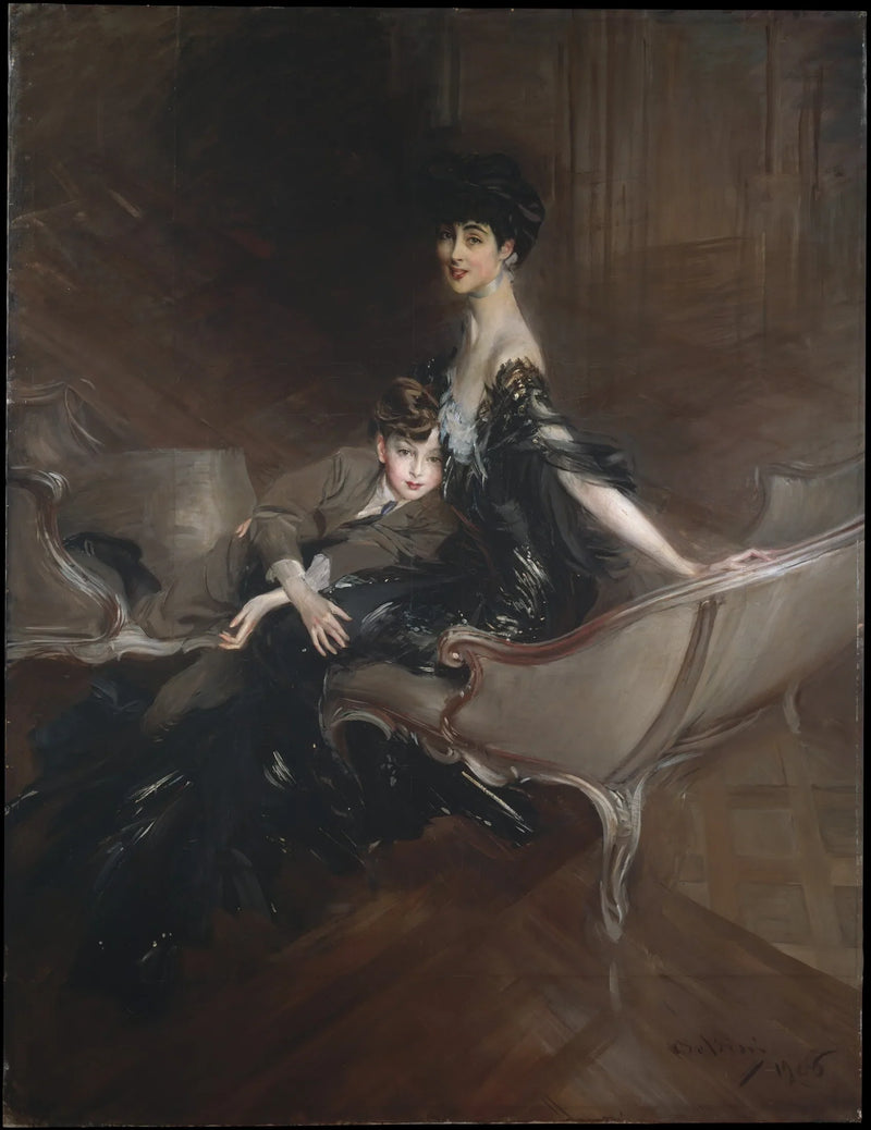 コンスエロ・ヴァンダービルト（1876–1964）、マールボロ公爵夫人とその息子、ロード・アイヴァー・スペンサー・チャーチル（1898–1956） - ジョバンニ・ボルディーニ