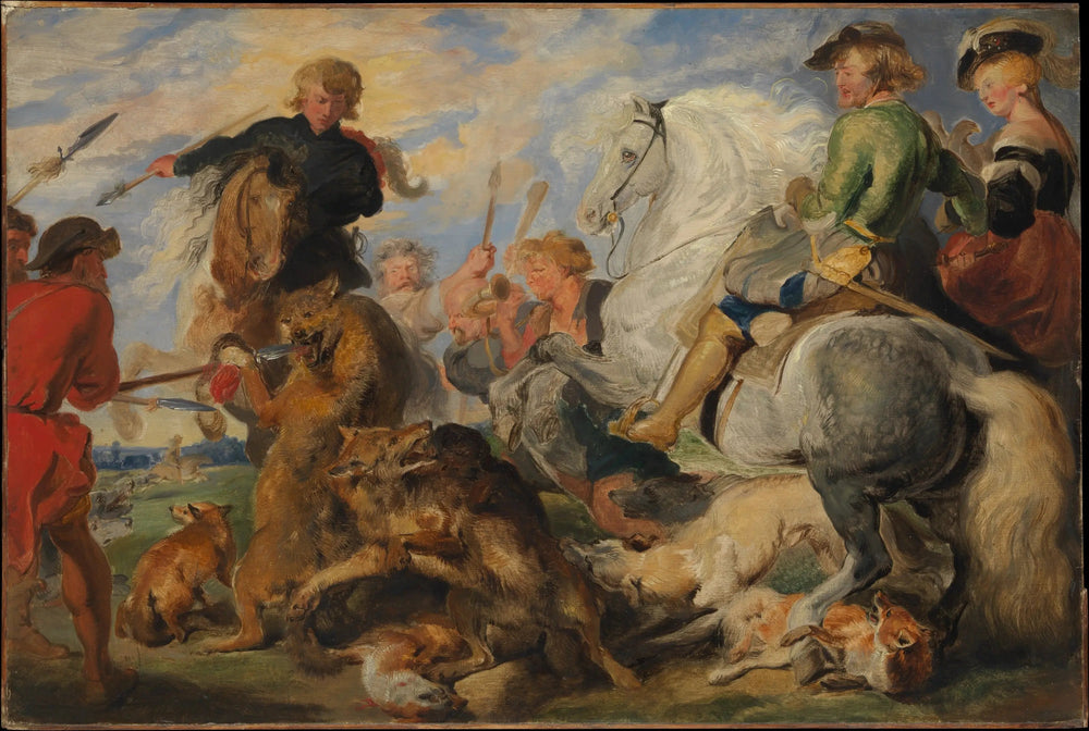 Copie d'après « La chasse au loup et au renard » de Rubens - Edwin Henry Landseer image 1 copie peinte à la main à l’huile