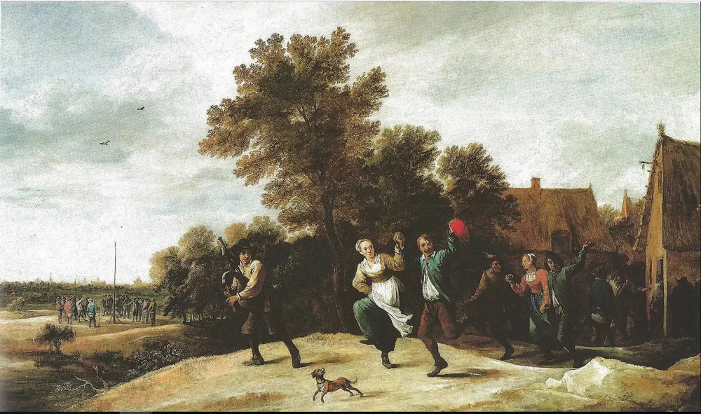 Cornemuseur avec danseurs - David Teniers le Jeune image 1 reproduction artisanale de tableau
