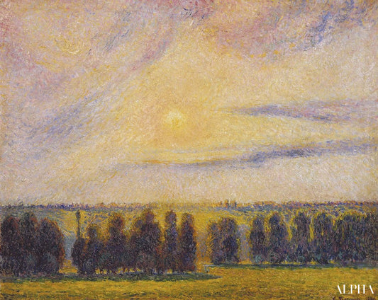 Coucher de soleil à eragny - Camille Pissarro - Reproductions de tableaux et peintures haut de gamme