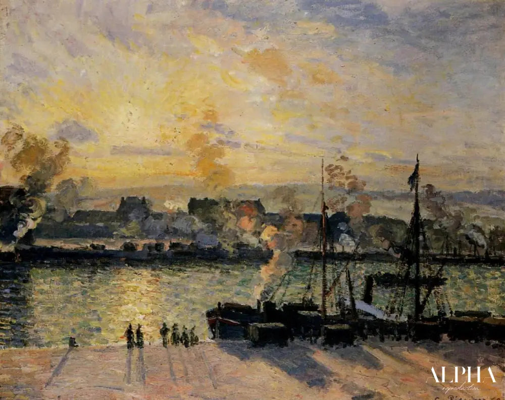 Coucher de soleil, Port de Rouen - Camille Pissarro - Reproductions de tableaux et peintures haut de gamme