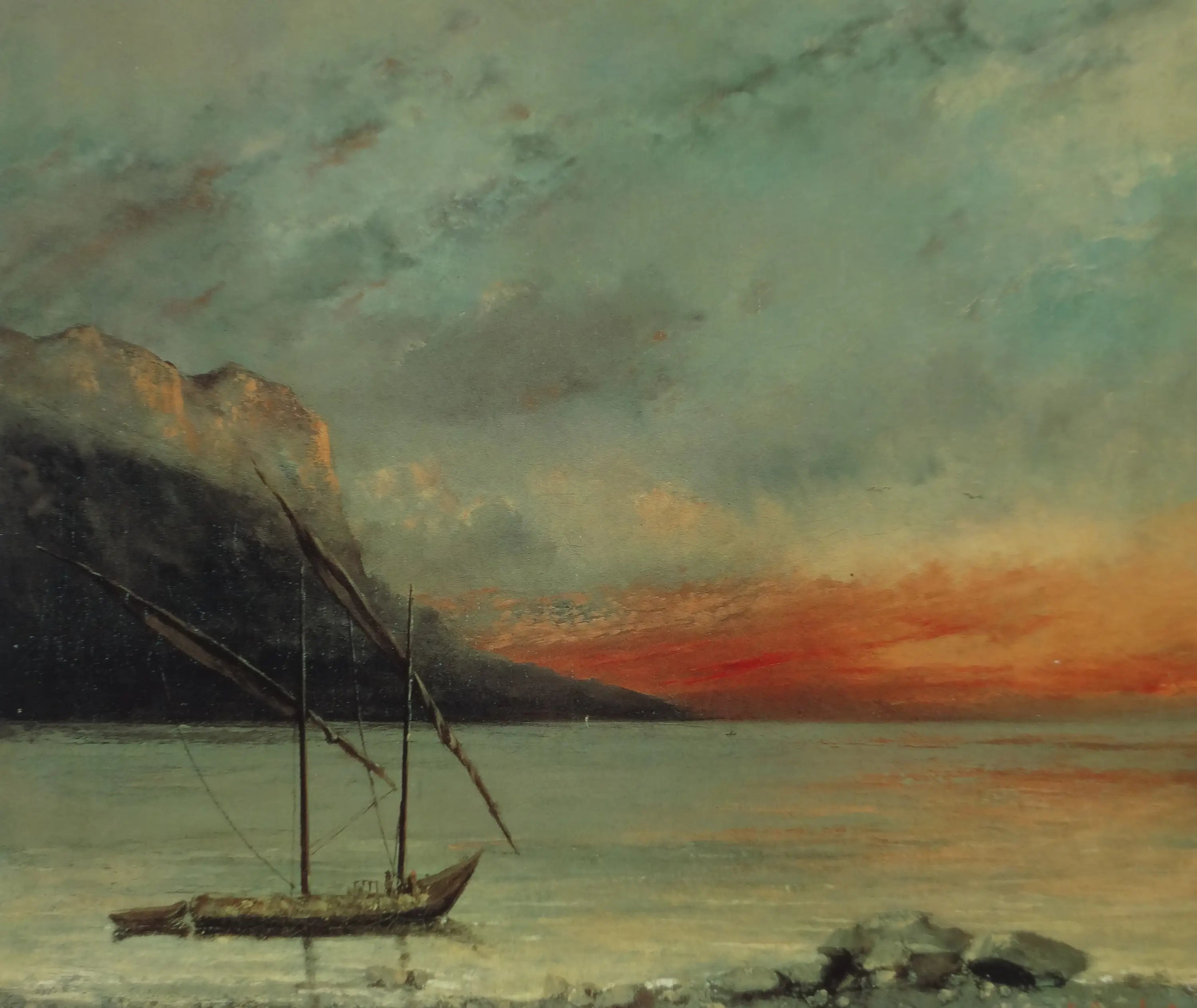 Coucher de soleil sur le Léman - Gustave Courbet image 1 reproduction artisanale de tableau