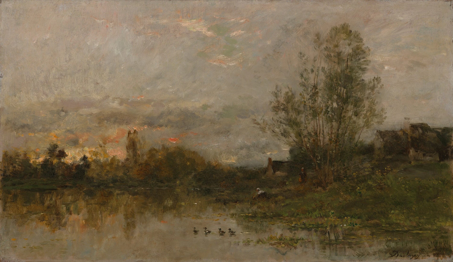 Coucher de soleil sur la rivière - Charles-François Daubigny