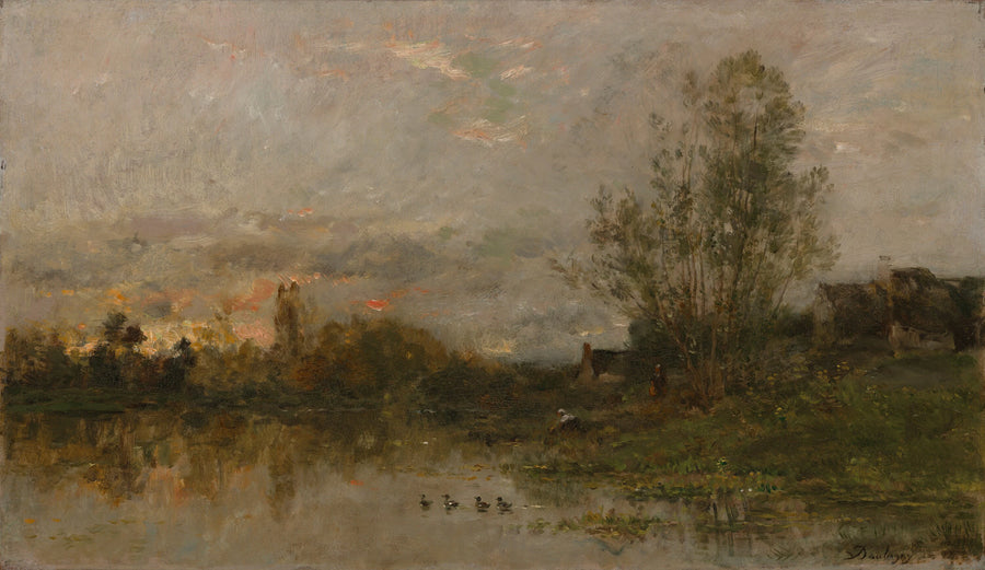 Coucher de soleil sur la rivière - Charles-François Daubigny