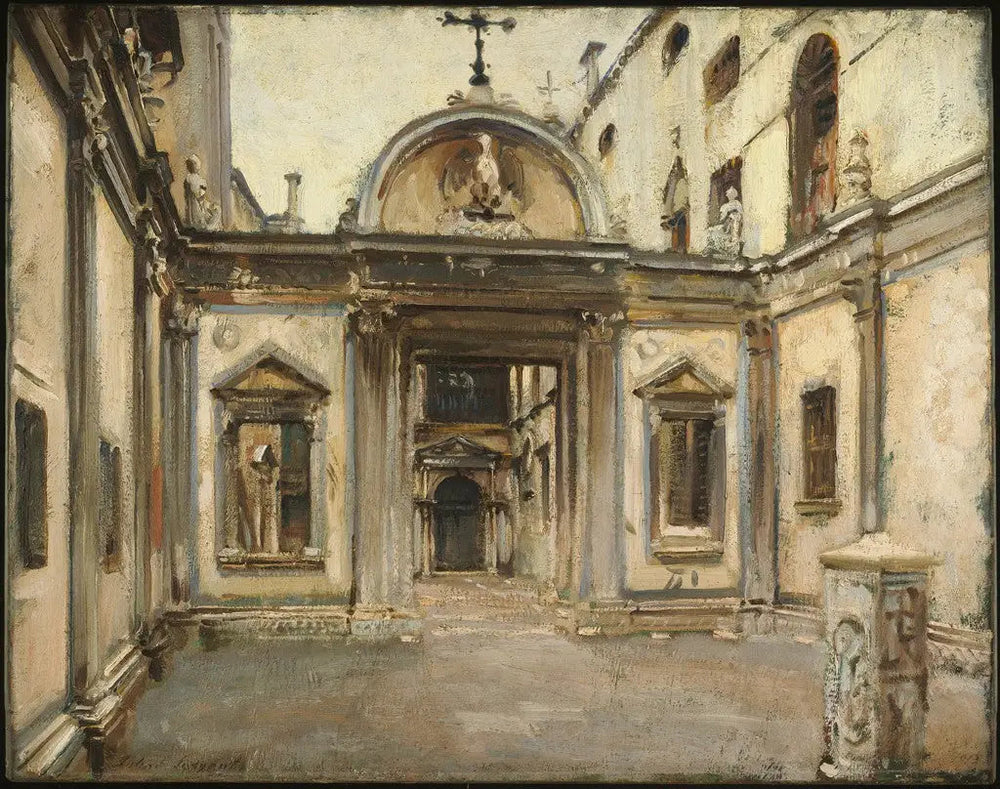 Cour de la Scuola Grande di San Giovanni Evangelista, Venise, Italie. - John Singer Sargent image 1 copie de tableau peinte à la main