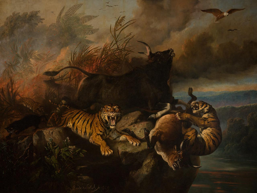 Incendie de forêt, Raden Saleh, 1849