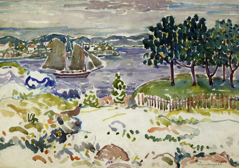 ヨットを伴う入り江、メイン州 - モーリス・プリンダーギャスト

Source:
Crique avec voilier, Maine - Maurice Prendergast