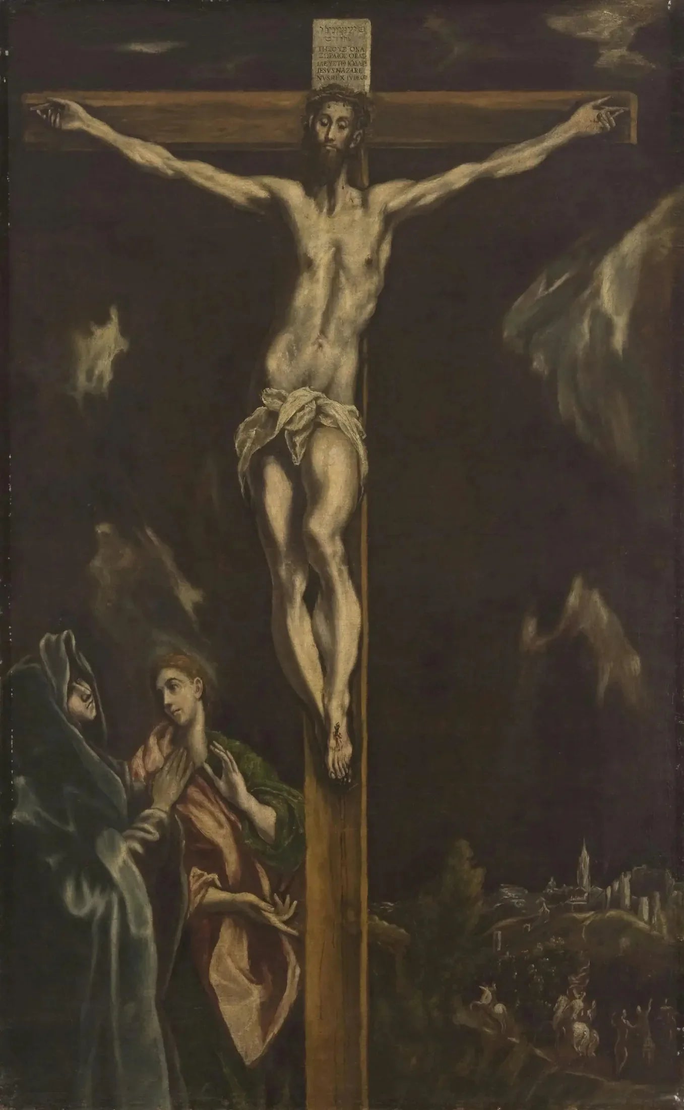 Crucifixion avec la Vierge Marie et saint Jean l'Évangéliste - El Greco image 1 copie peinte à la main à l’huile