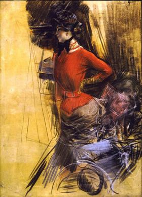Dame au manteau rouge - Giovanni Boldini - Alpha Reproduction