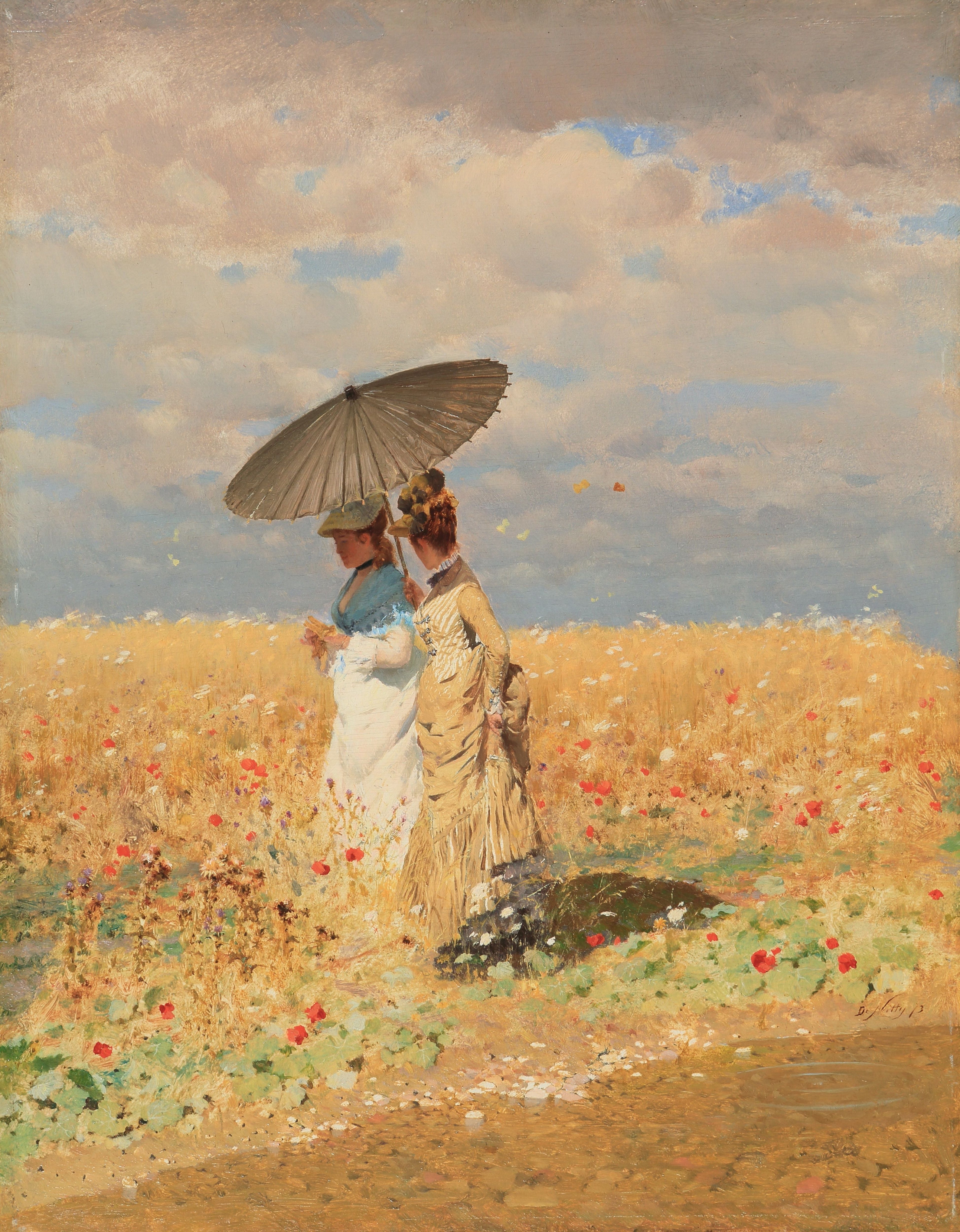 Dans le blé - Giuseppe De Nittis image 1 copie de tableau peinte à la main