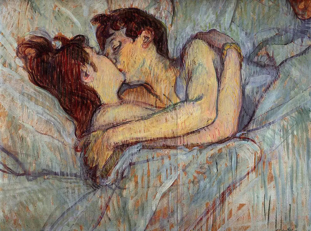 Dans le lit, le baiser - Henri de Toulouse-Lautrec image 1 copie de tableau peinte à la main