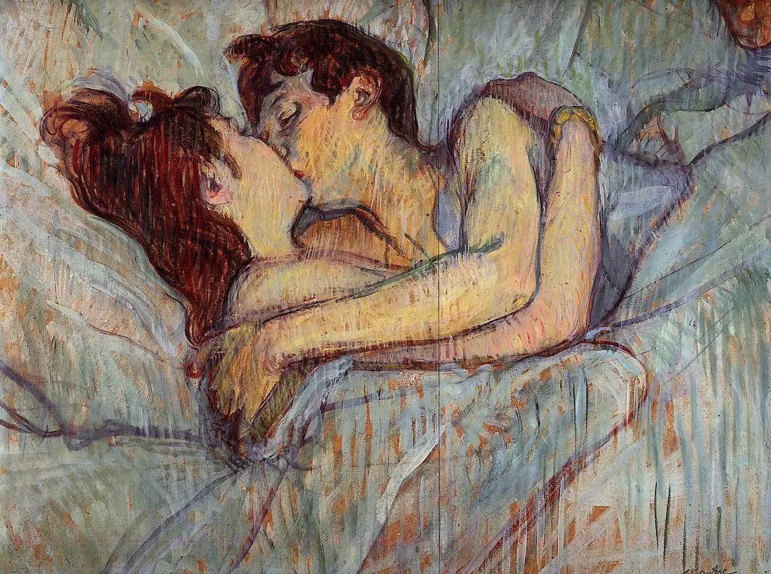 Dans le lit, le baiser - Henri de Toulouse-Lautrec image 1 copie de tableau peinte à la main
