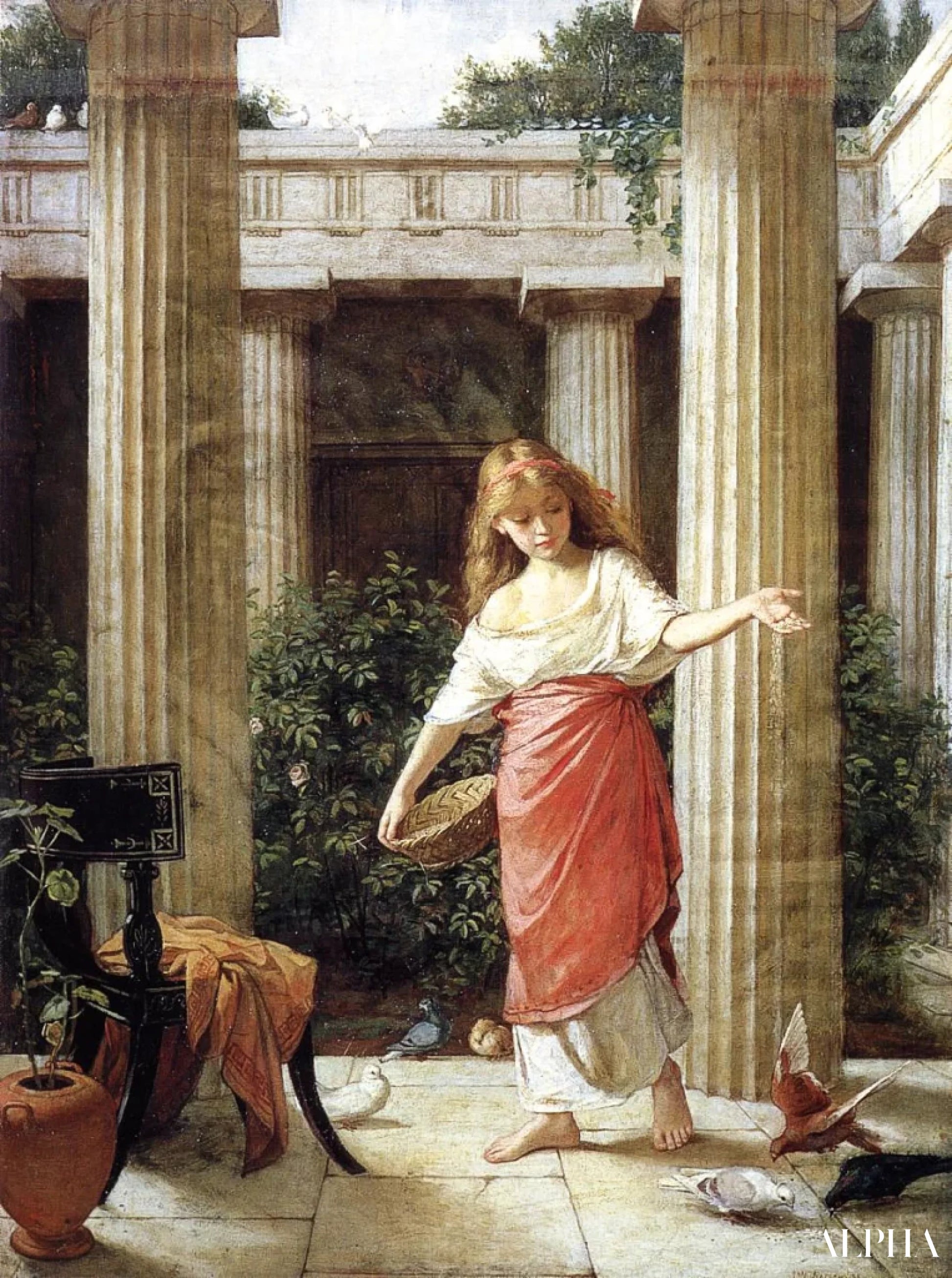 Dans le péristyle - John William Waterhouse Reproductions de tableaux à la peinture à l’huile