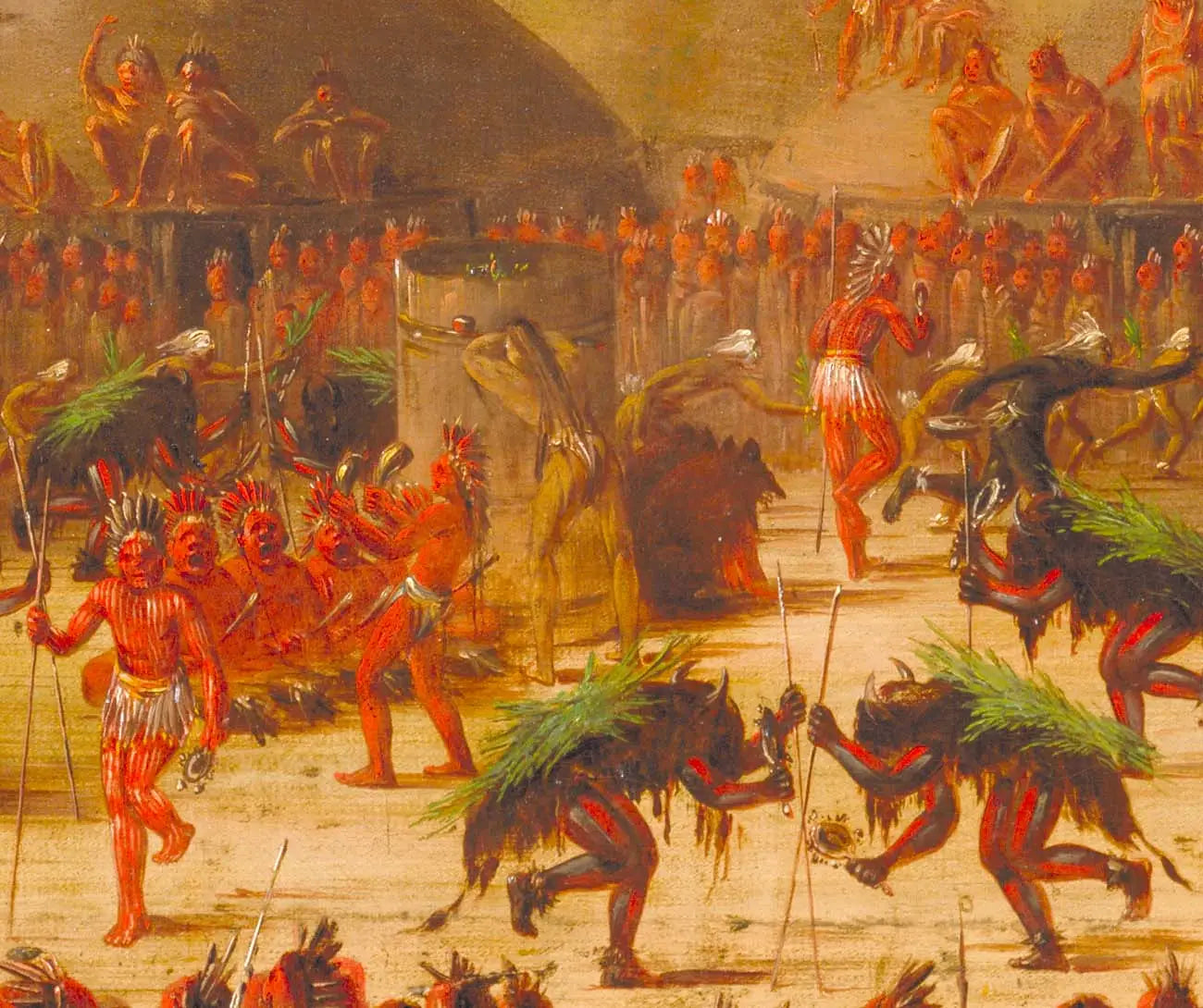 Danse du taureau, cérémonie Mandan O-kee-pa - George Catlin image 1 reproduction artisanale de tableau