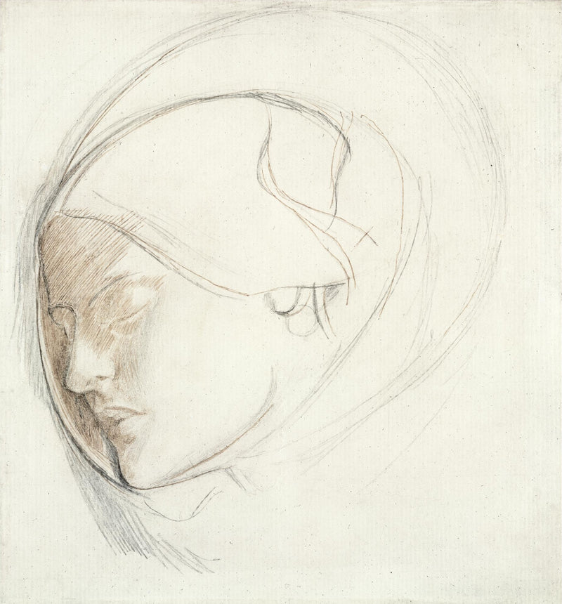 Étude pour Trouvé, tête de femme - Dante Gabriel Rossetti