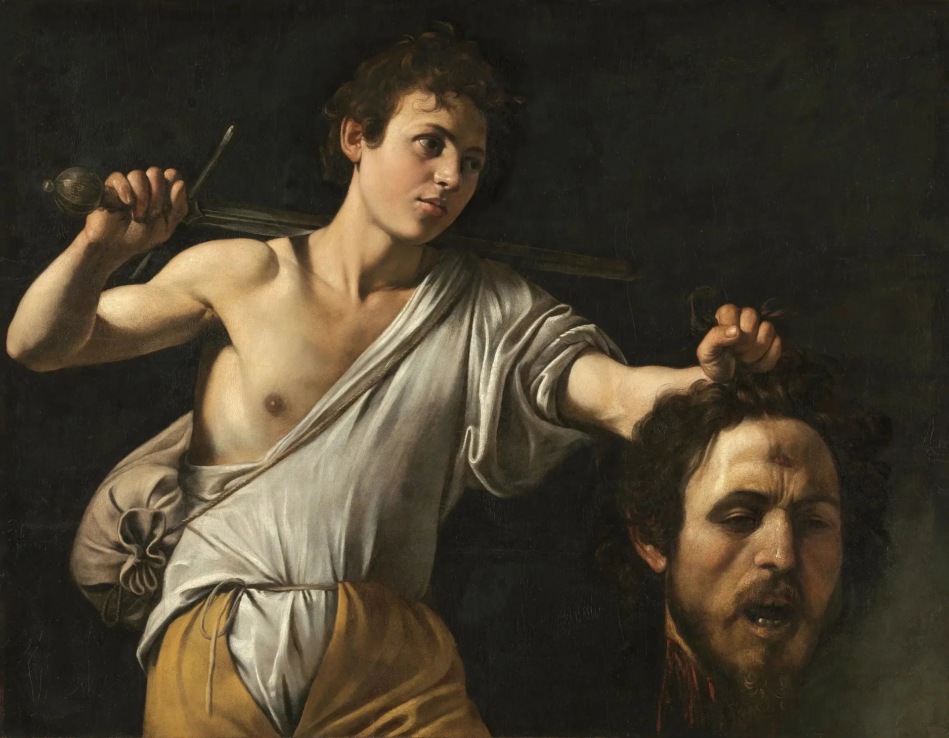 David avec la tête de Goliath - Le Caravage image 1 copie peinte à la main à l’huile