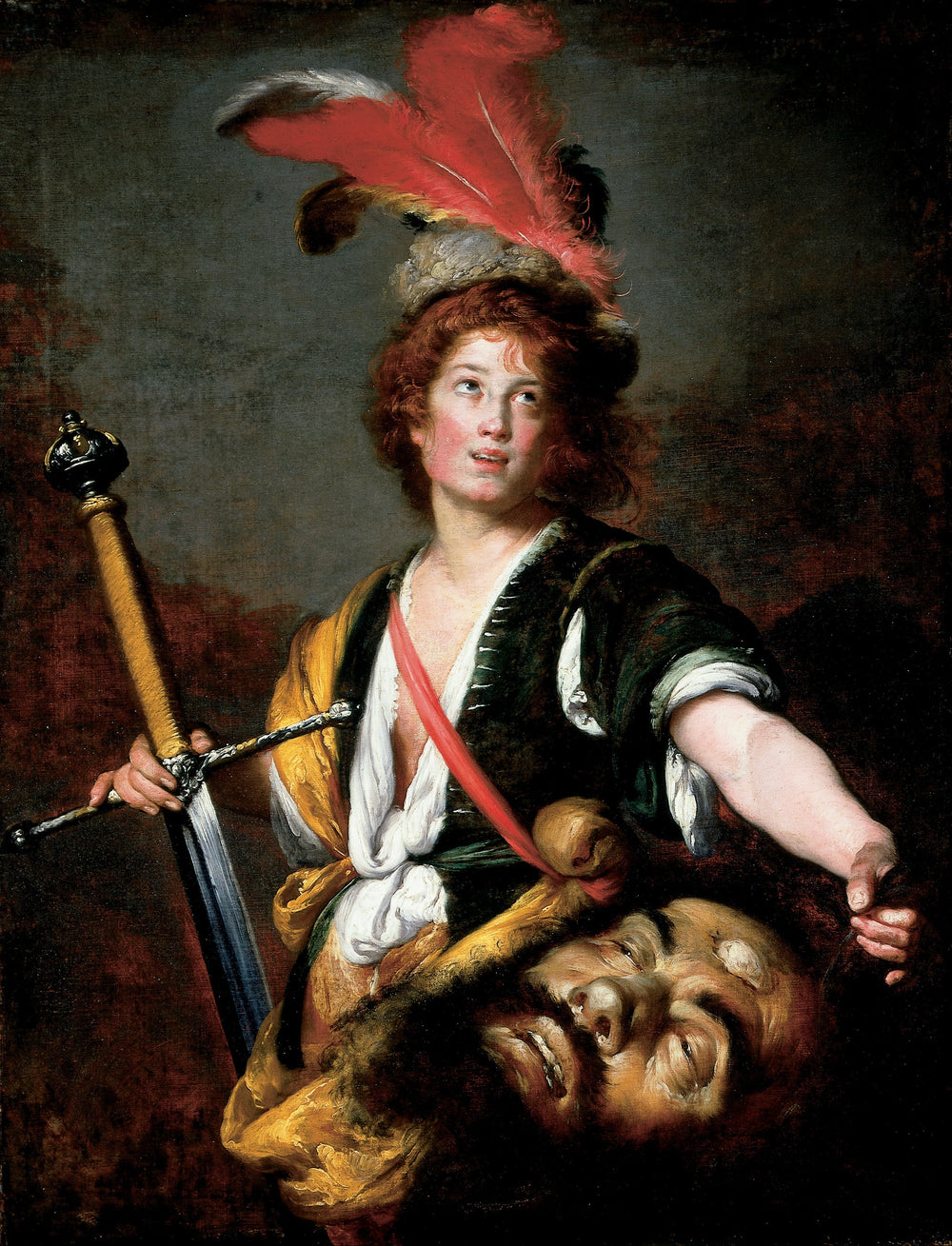 David tenant la tête de Goliath - Bernardo Strozzi image 1 copie peinte à la main à l’huile