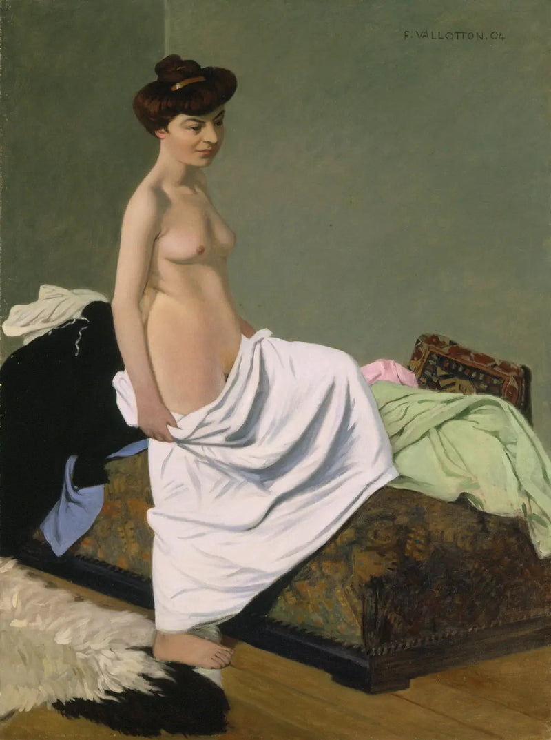 膝の上にドレスを持つ裸の女性が立っている - フェリックス・ヴァロトン

Source:
Debout nue tenant une robe sur ses genoux - Félix Vallotton