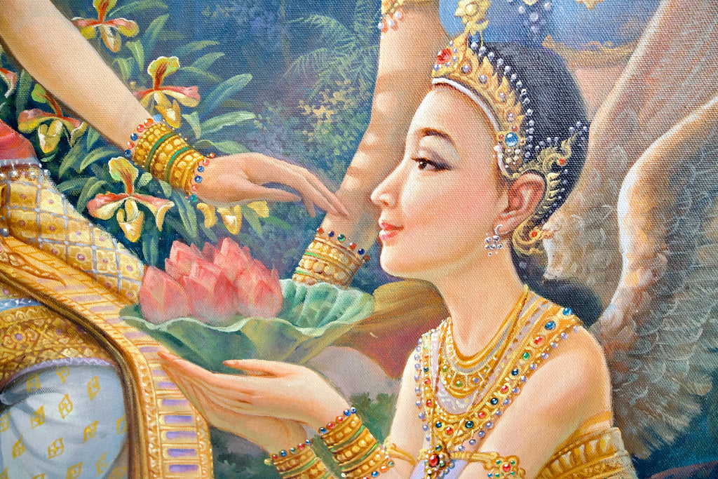 Déesse Kinnaree | 170 x 120 cm Reproductions de tableaux à la peinture à l’huile