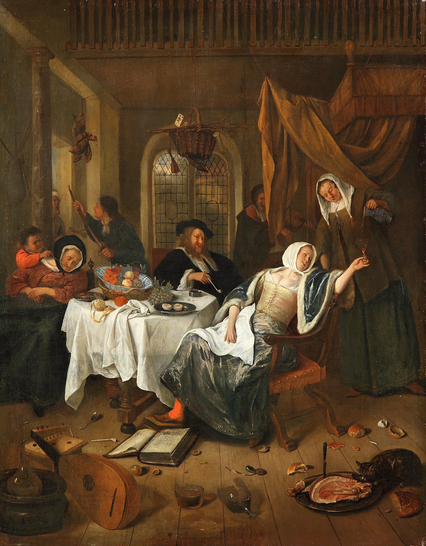 Der liederliche Haushalt - Jan Steen image 1 reproduction d’œuvre d’art à l’huile