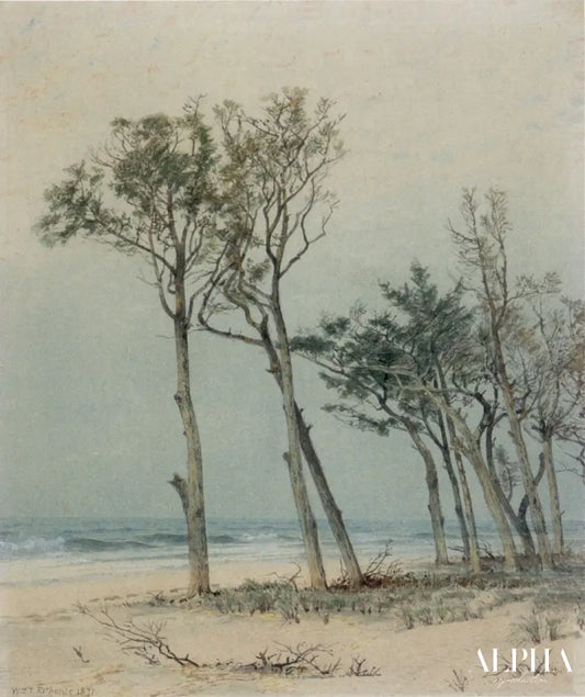 Des arbres sur le rivage de Jersey - William Trost Richards - Reproductions de tableaux et peintures haut de gamme