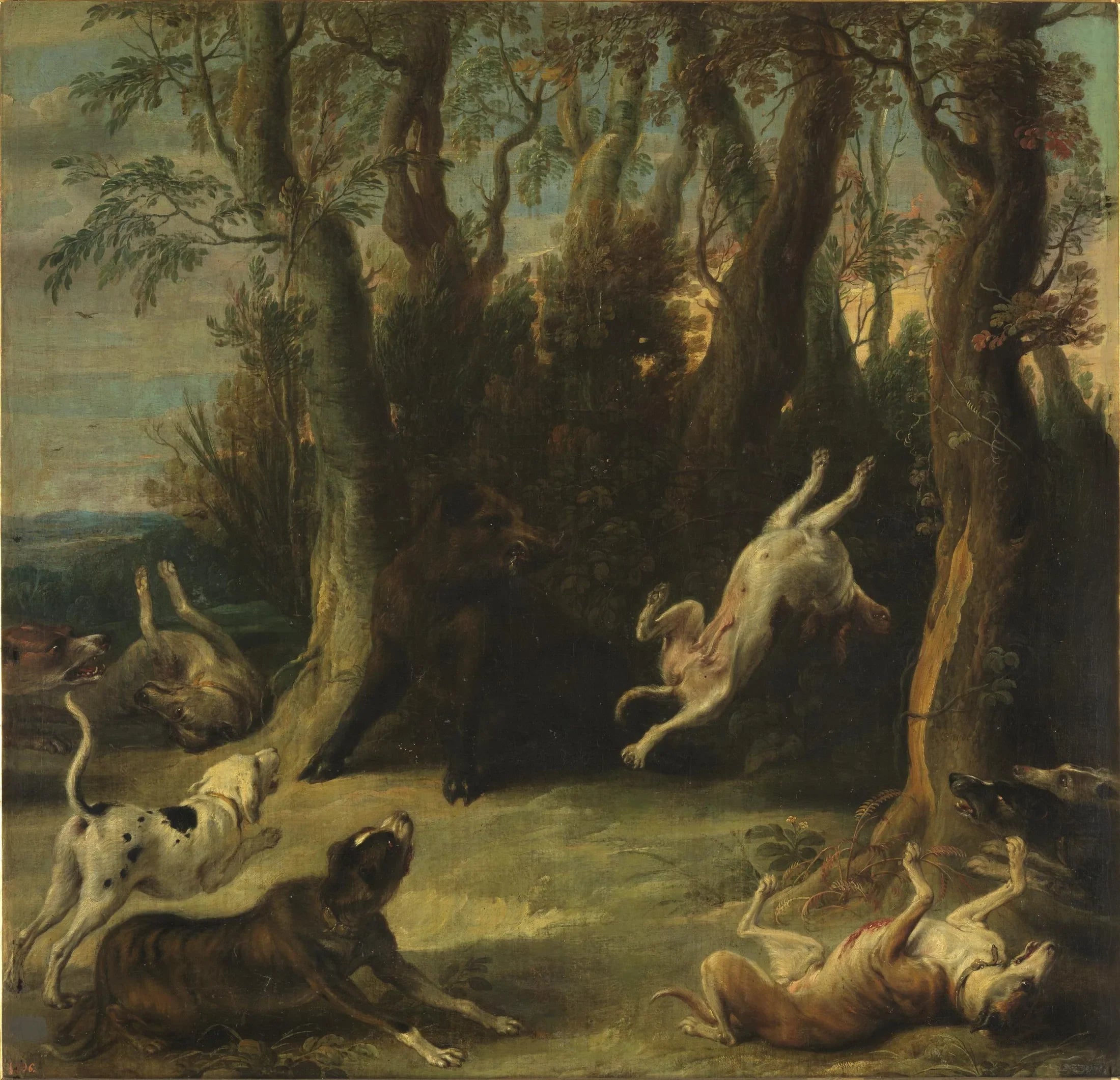 Des chiens attaquent un sanglier - Frans Snyders image 1 tableau peint à l’huile sur toile
