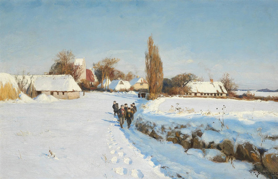 太陽の降り注ぐ冬の日に雪の中を歩く学生たち - H. A. Brendekilde

Source:
Des écoliers marchent dans la neige lors d'une journée d'hiver ensoleillée. - H. A. Brendekilde
