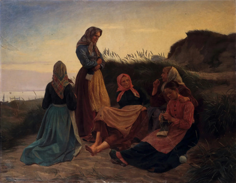 Des filles se sont rassemblées sur Sladrebakken par une nuit d'été - Michael Peter Ancher
