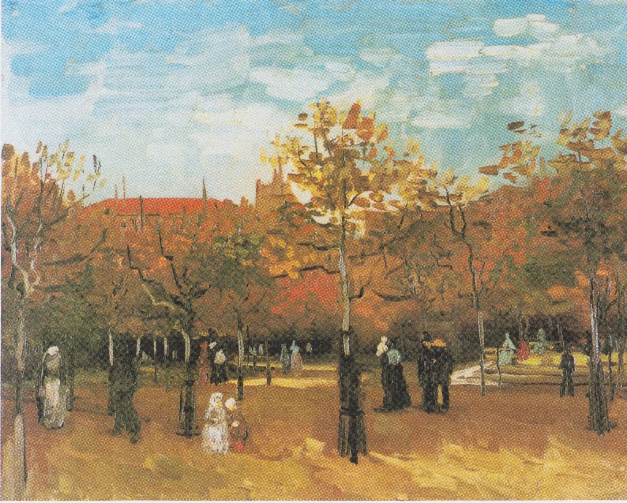 Des gens marchant dans un parc - Vincent van Gogh image 1 tableau peint à l’huile sur toile