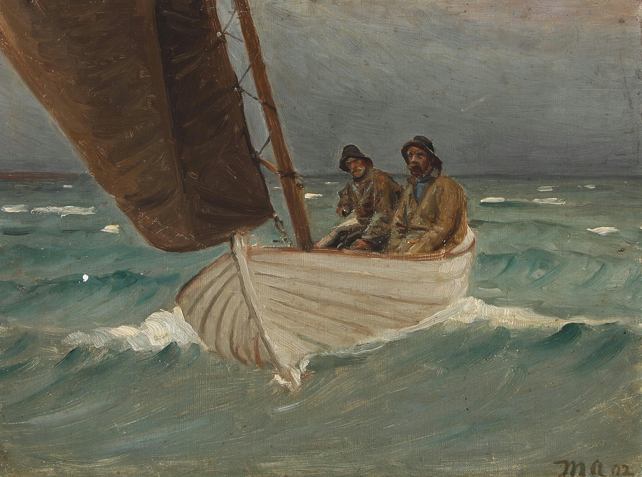 Des pêcheurs de Skagen rentrent chez eux. - Michael Peter Ancher