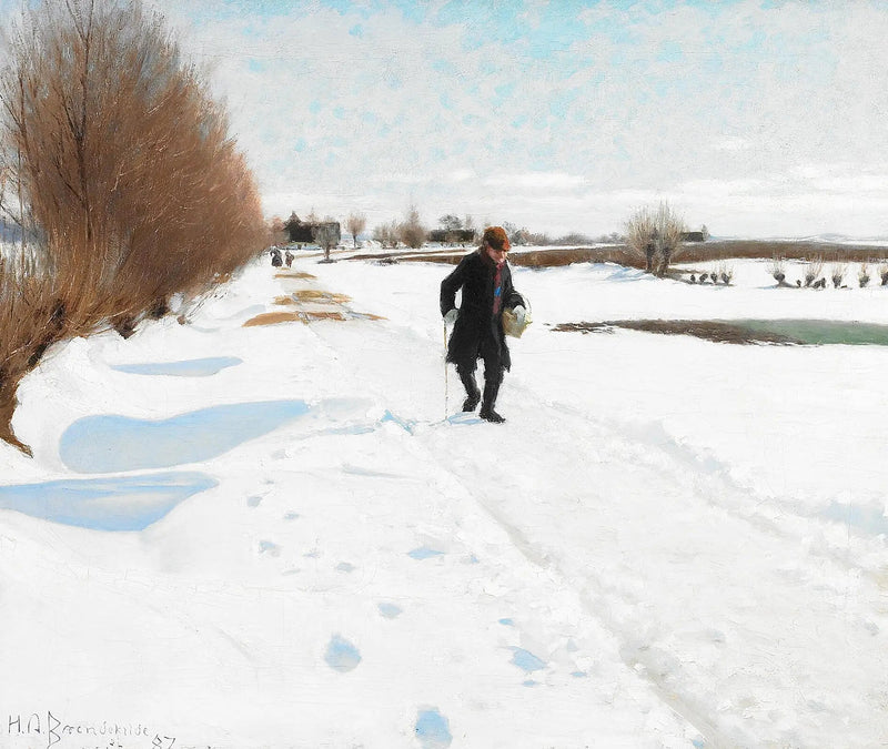 雪道を歩く人々 - H. A. Brendekilde

Source:
Des personnes marchant sur une route enneigée. - H. A. Brendekilde