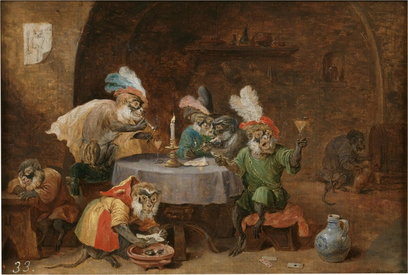 煙を吸い、飲むサル - デイヴィッド・テニエール・ル・ジュヌ

Source:
Des singes qui fument et boivent - David Teniers le Jeune