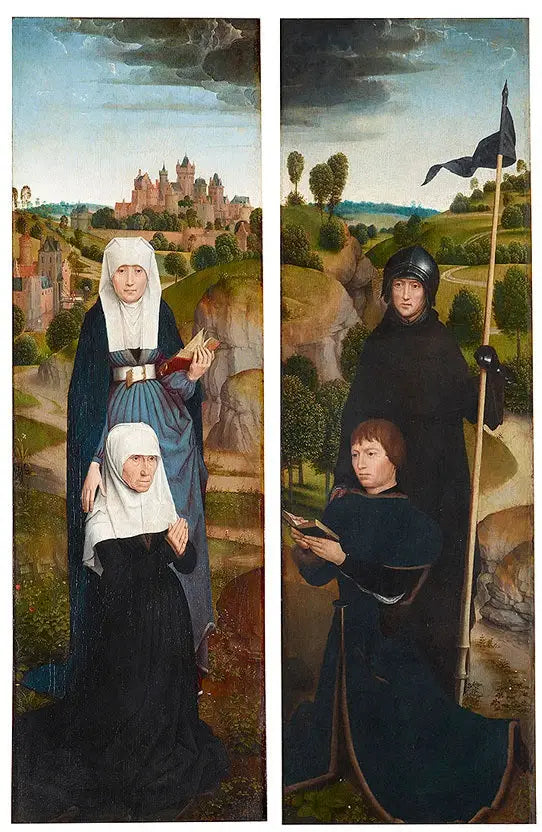 寄付者の肖像画を含む三連祭壇画の左右の翼 - ハンス・メムリンク