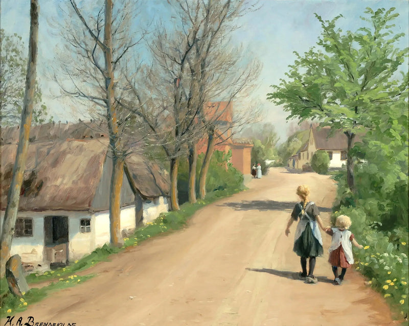 村の道を手をつないで歩く二人の子供たち - H. A. Brendekilde

Source:
Deux enfants marchant main dans la main sur une route de village. - H. A. Brendekilde