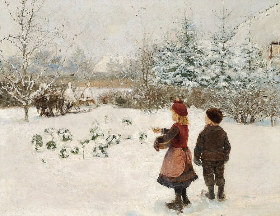 雪の中で鳥に餌をやる二人の子供たち - H. A. Brendekilde

Source:
Deux enfants nourrissent des oiseaux dans la neige. - H. A. Brendekilde