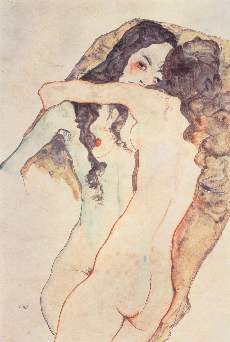 二人の女性がキスをしている - エゴン・シーレ