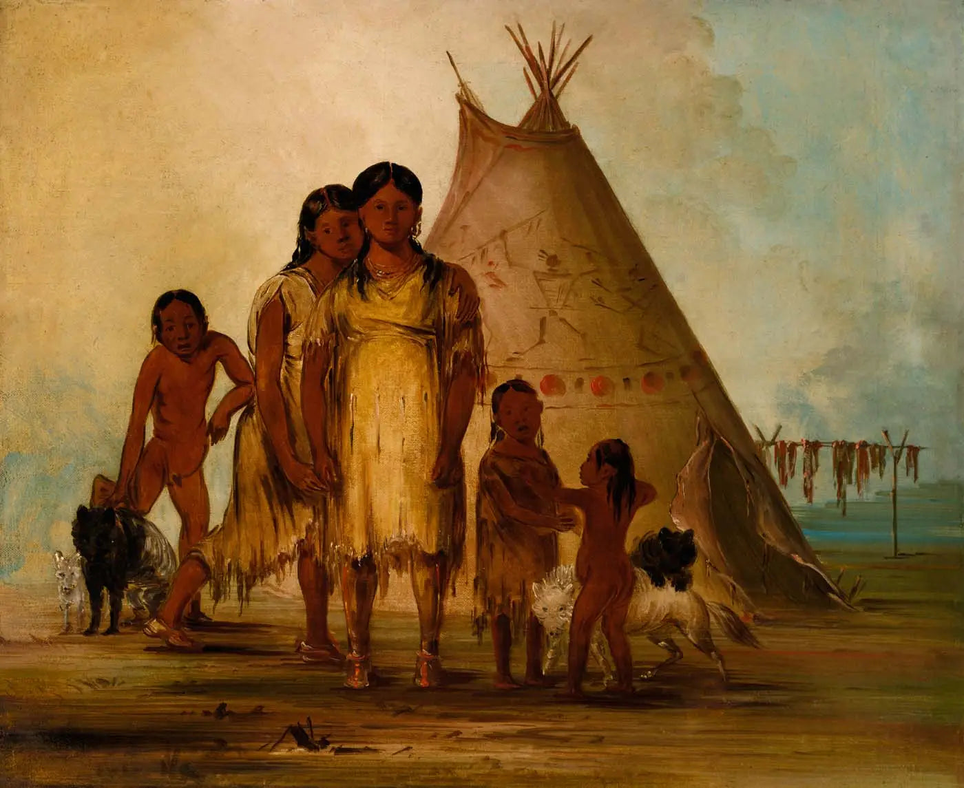 Deux filles comanches - George Catlin image 1 reproduction d’œuvre d’art à l’huile